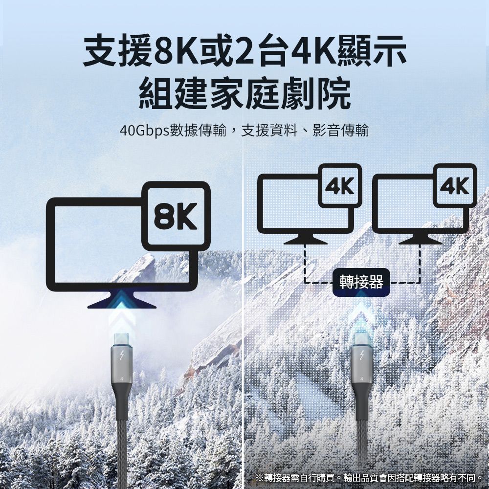 PHILIPS 飛利浦   Thunderbolt 4 240W PD影音傳輸快充線100cm DLC4587C