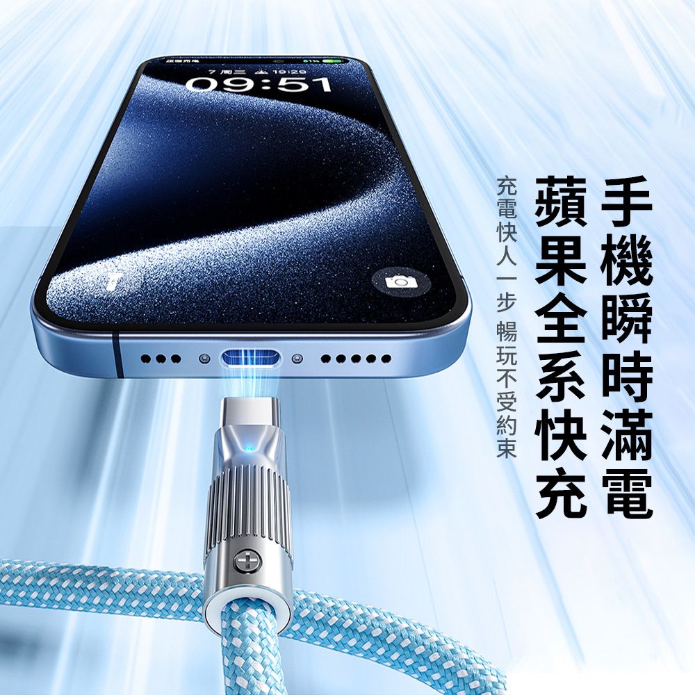 OMG PD100W超級快充 type-c高速充電線 iphone16數據傳輸線 USB-C充電線 1米