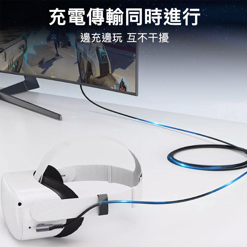 MoZuo 魔宙 90度VR串流線 USB轉Type-C Quest Link/Pico4適用 6M