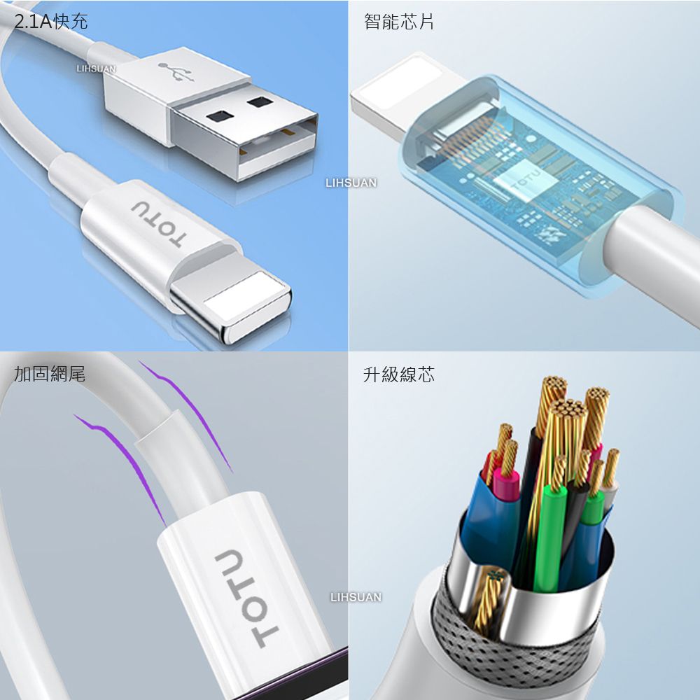 TOTU 50cm USB-ATO Lightning/iPhone充電線傳輸線快充線 耀系列 拓途