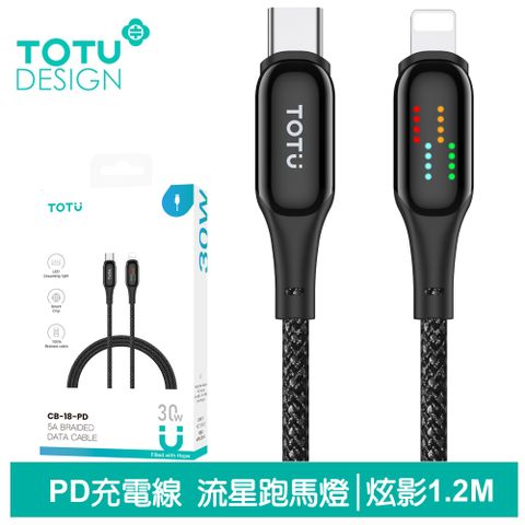 【TOTU】PD/Lightning/Type-C/iPhone充電線傳輸線快充線編織線 流星跑馬燈 炫影 1.2M 拓途