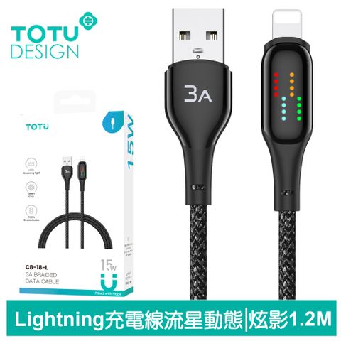 【TOTU】Lightning/iPhone充電線傳輸線快充線編織線 流星跑馬燈 炫影 1.2M 拓途
