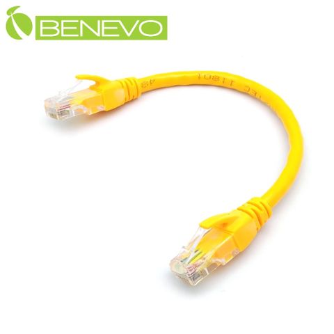 Benevo 20cm Cat6 1000Mbps高速網線(純銅) [BCAT6001(20cm黃)]