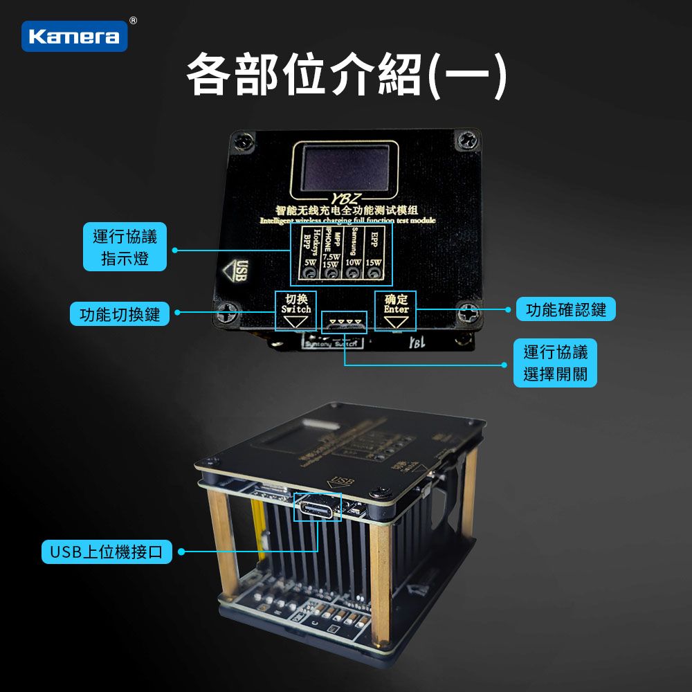 POWER-Z YBZ 磁吸 溫控風扇 顯卡級散熱片 USB 負載接線柱 Qi無線充電 OLED顯示螢幕 多功能測試儀