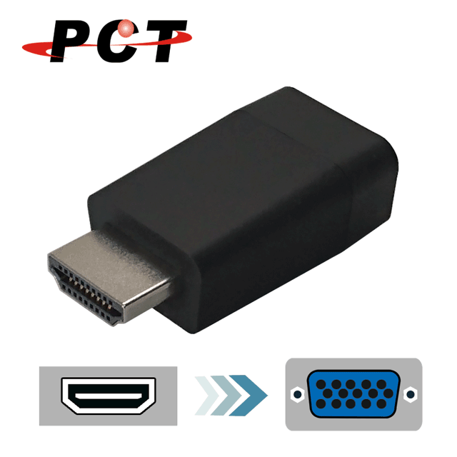 PCT 超迷你 HDMI to VGA 訊號轉換器 支援PC/NB  (HVC11a)