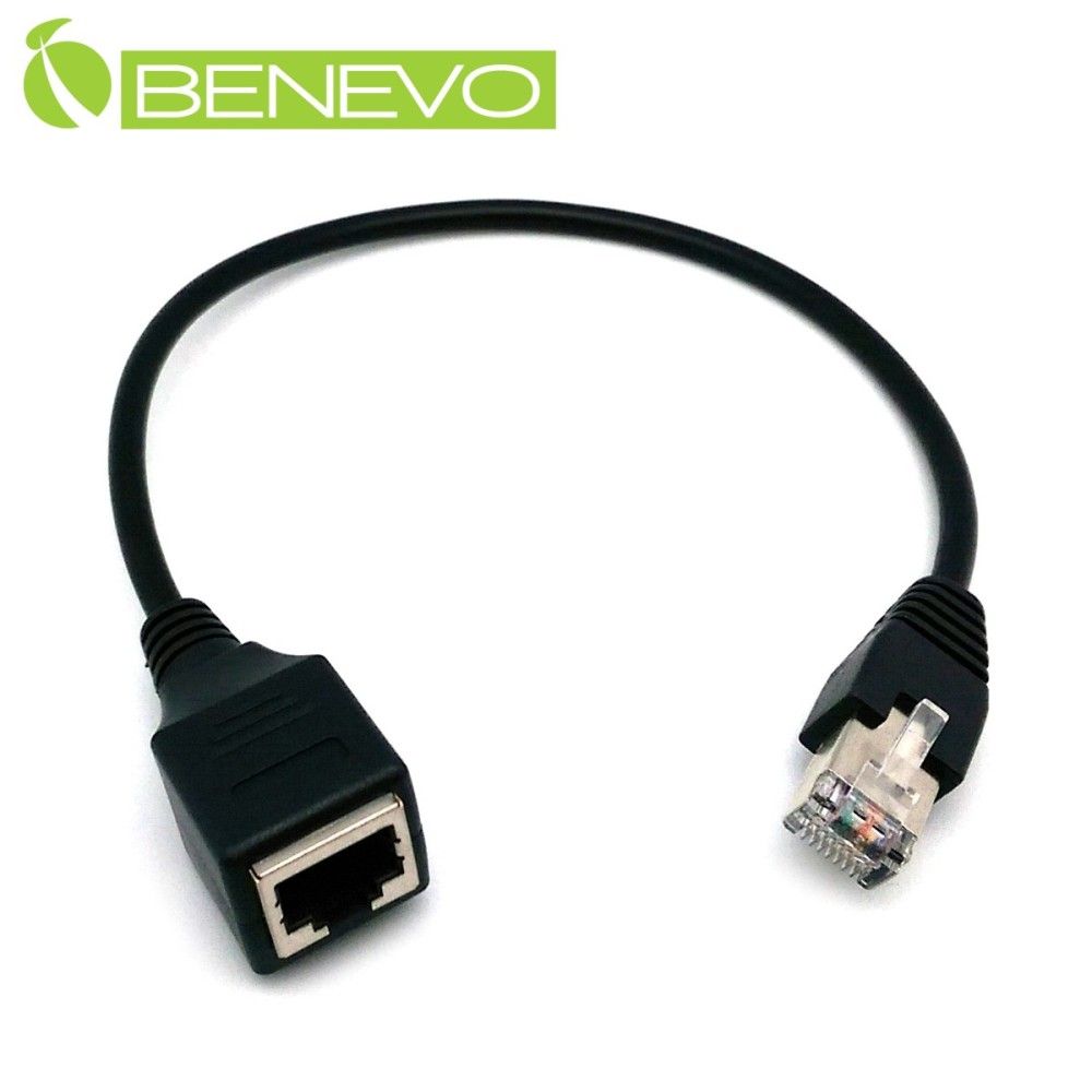 Benevo  30cm RJ45網路訊號公對母延長線 (BRJ450030MFN)