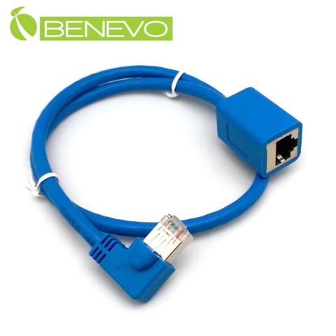 Benevo 左彎型 50cm RJ45接頭公對母延長線(Cat6) (BCAT60050MFLN)