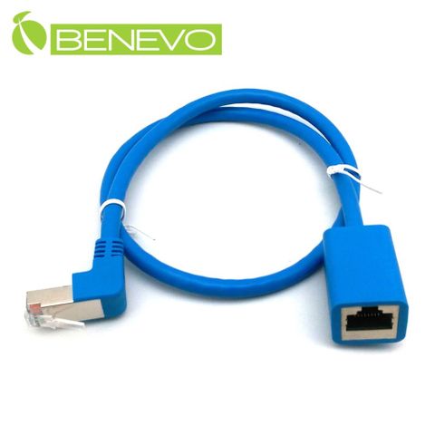 Benevo 下彎型 50cm RJ45接頭公對母延長線(Cat6) (BCAT60050MDFN)