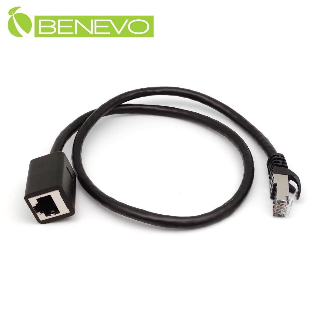 Benevo  50cm Cat6遮蔽/十字隔離 RJ45網路訊號公對母延長線 (BCAT60050MFN)