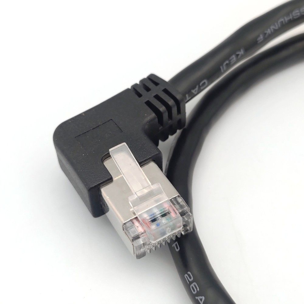 Benevo 可鎖左彎型 60cm Cat6遮蔽/十字隔離 RJ45接頭延長線(公對母母頭帶螺絲孔) (BCAT60060MLF可鎖)