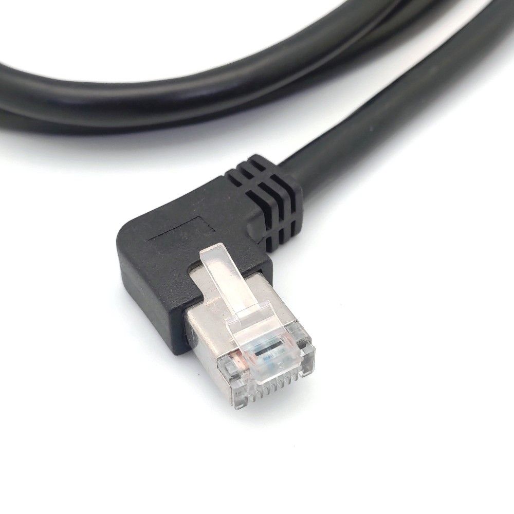 Benevo 可鎖左彎型 1米 Cat6遮蔽/十字隔離 RJ45接頭延長線(公對母母頭帶螺絲孔) (BCAT60100MLF可鎖)