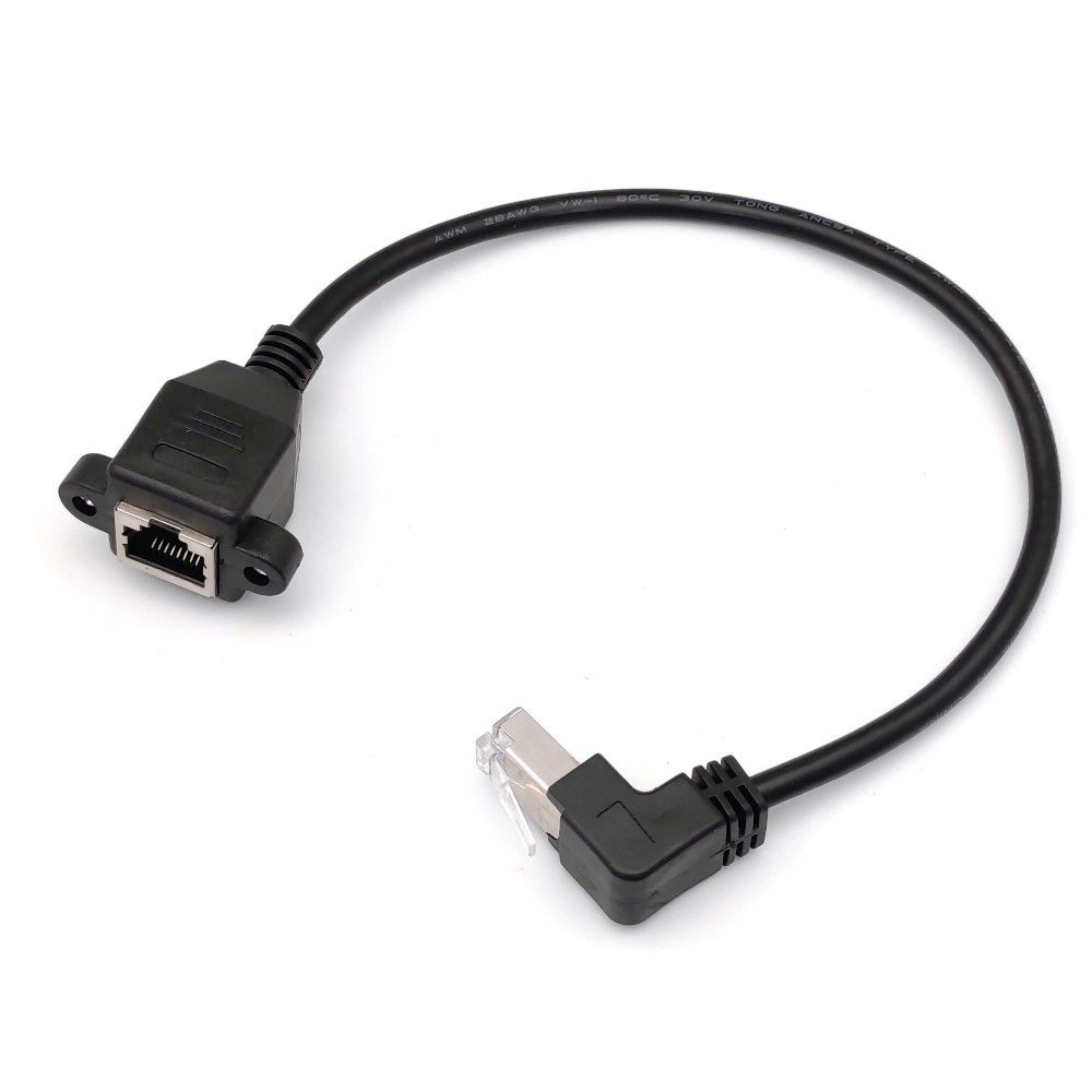 Benevo 可鎖下彎型 30cm RJ45接頭公對母延長線 (BRJ450030MDF可鎖)