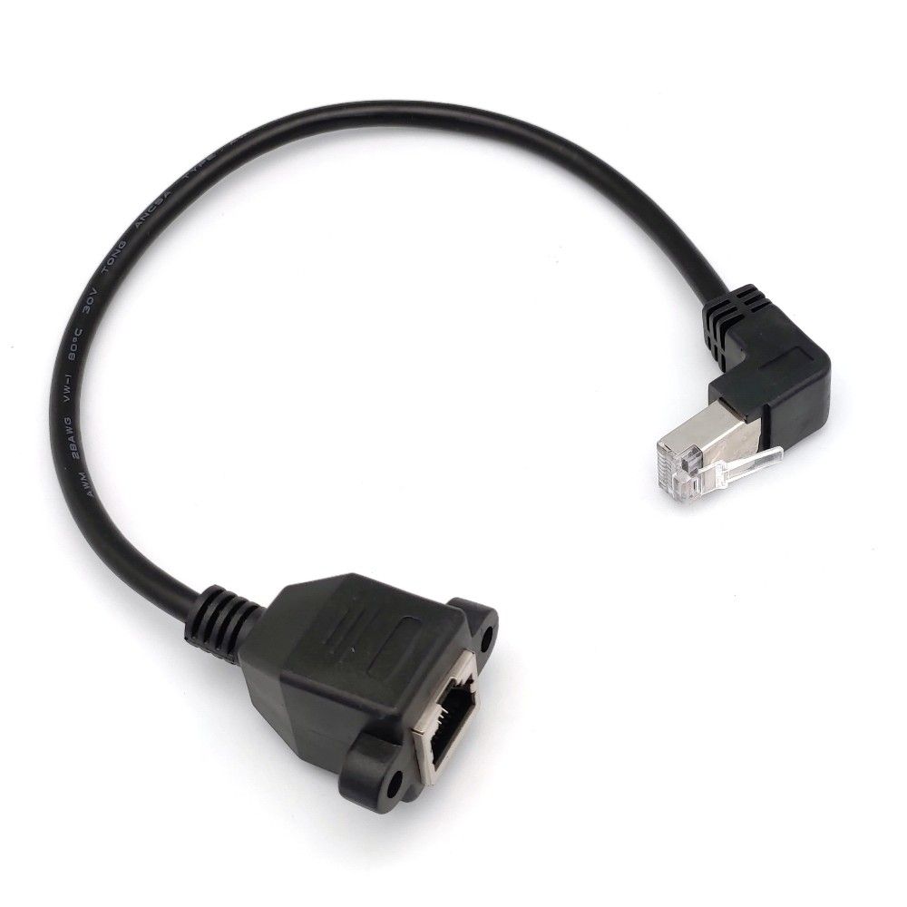 Benevo 可鎖下彎型 30cm RJ45接頭公對母延長線 (BRJ450030MDF可鎖)