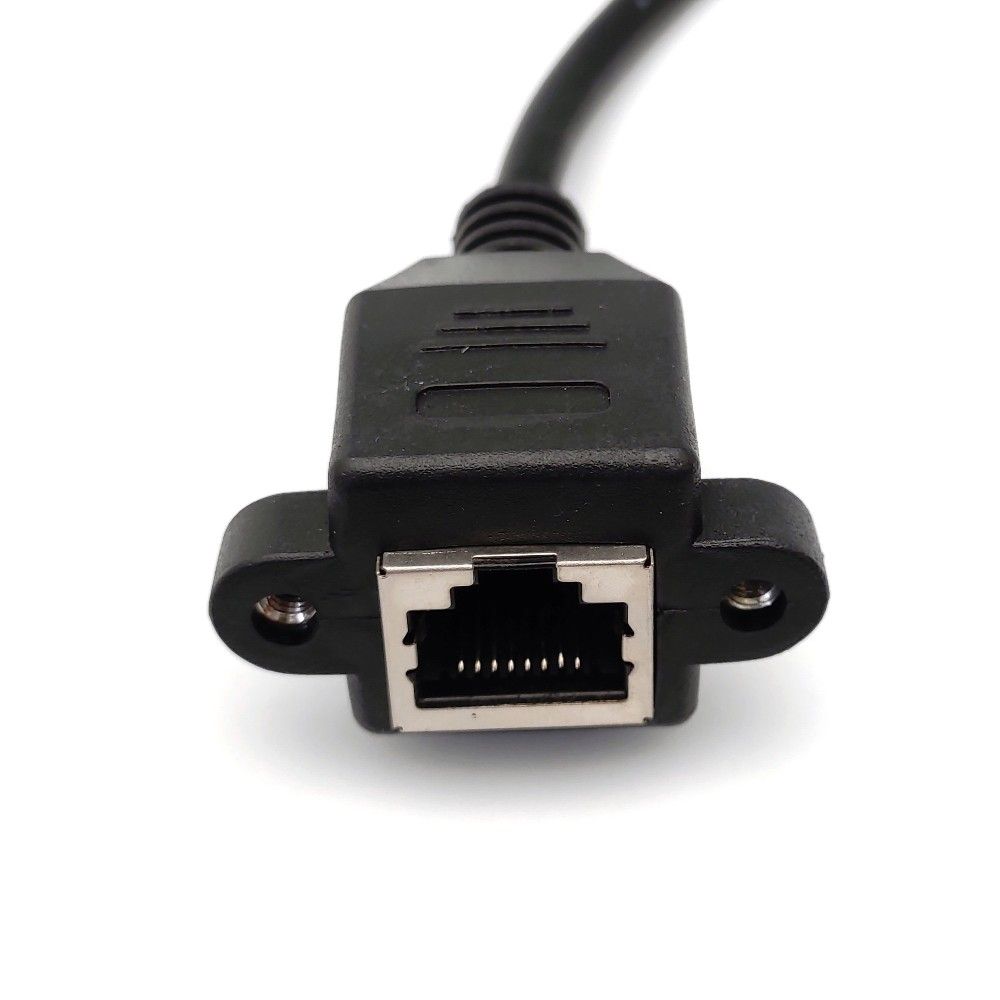 Benevo 可鎖下彎型 30cm RJ45接頭公對母延長線 (BRJ450030MDF可鎖)