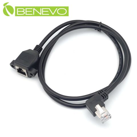 BENEVO可鎖左彎型 1米 RJ45接頭公對母延長線