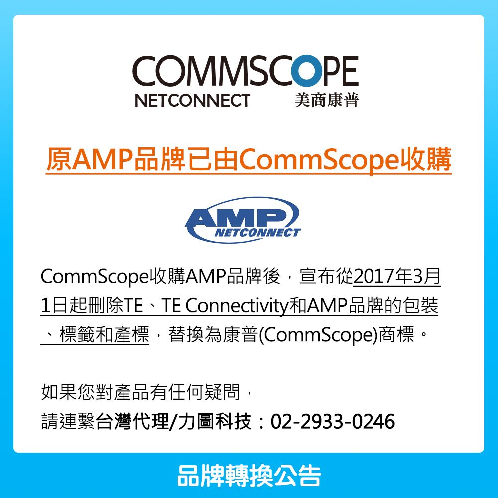 AMP CommScope美商康普 Cat.5e 高速無遮蔽網路線 5M 藍色