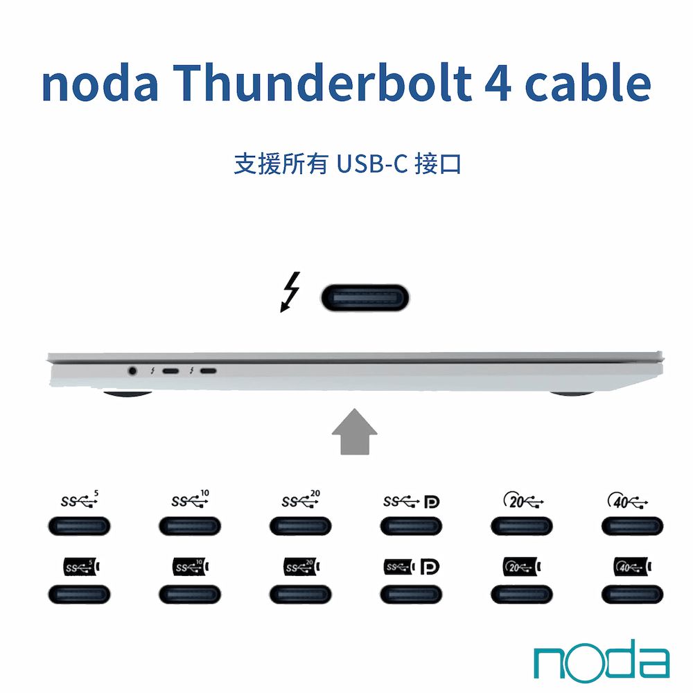 Thunderbolt 4 cable支援所有USB-C 接口1020402040noda