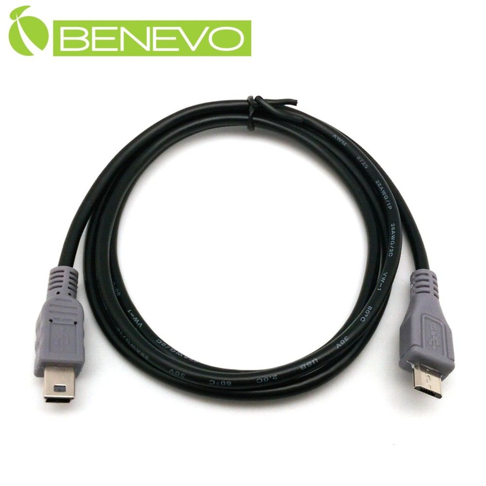 Benevo  1米 Micro USB轉 Mini USB OTG 公對公連接線 [BUSB0100MCBMMBM(OTG)]