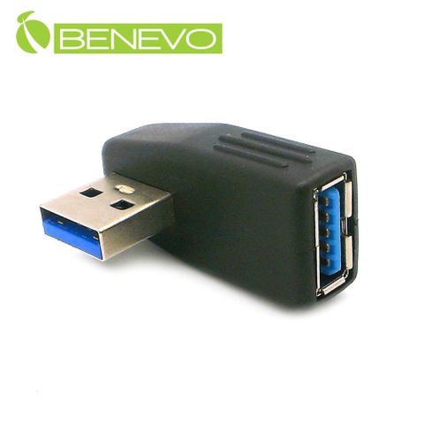 Benevo 左彎型USB3.0 A公對A母轉接頭 (BUSB3AMFL)