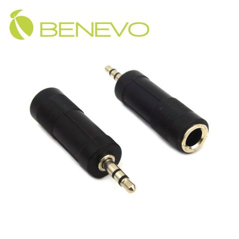 Benevo 一般型 3.5mm(公)轉6.3mm(母)音源轉接頭 (BAUMAUFL黑色)