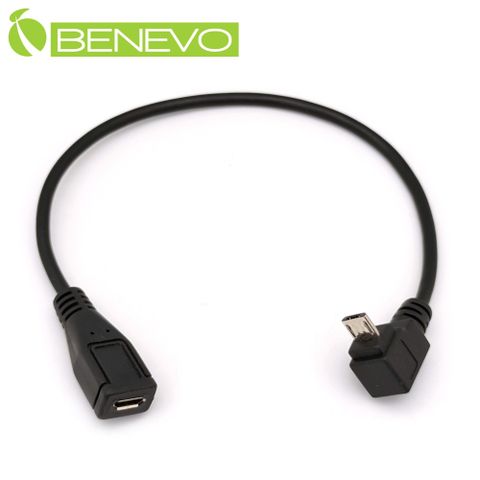 BENEVO下彎型 25cm Micro USB公對母延長線
