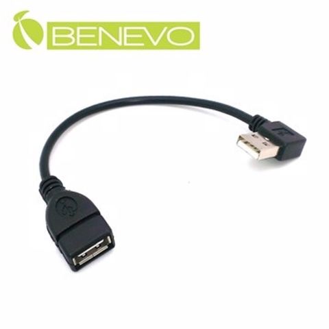 BENEVO右彎型 20cm USB2.0 A公-A母 高隔離延長線 (BUSB0020AMFR)