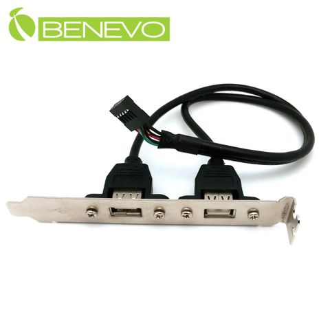BENEVO擋板型30cm 主機板9PIN轉雙USB2.0連接線 (BUSB0032AF9PF不挑色)