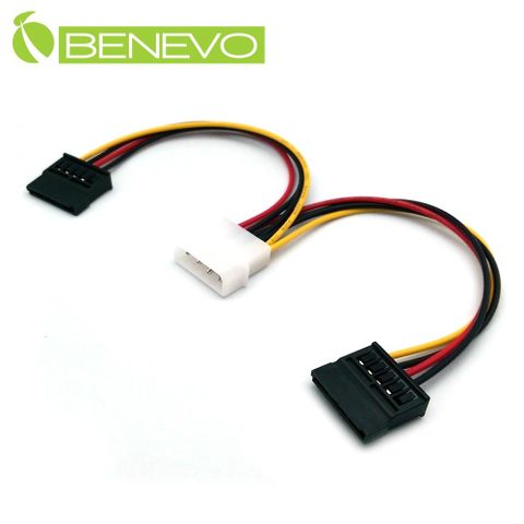 Benevo IDE 4PIN轉雙SATA電源轉接線 (BPIDE2SATA2)