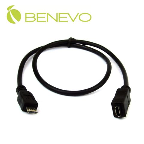 BENEVO 50cm Micro USB公對母延長線 [BUSB0050MCBMF(黑色)]