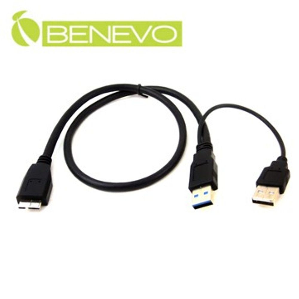 Benevo  40cm短線+額外供電 USB3.0 A公(M)對Micro B公(M)高隔離連接線 (BUSB3052AMMCBM)