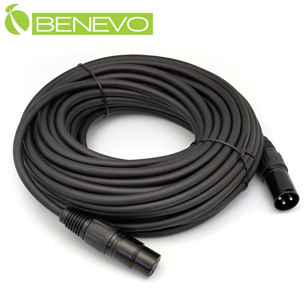  BENEVO 15M XLR(Cannon接頭)公對母音訊連接線 (BAU1500XMF)