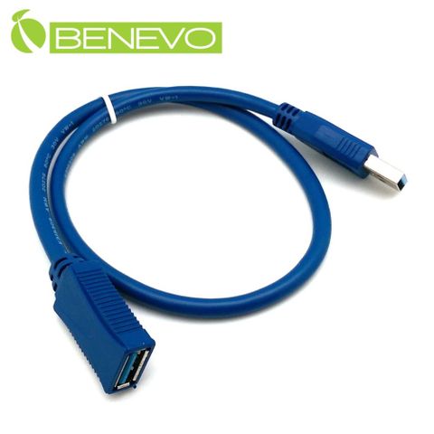 Benevo 50cm USB3.0超高速雙隔離延長線 (BUSB3050AMF藍色有包覆)