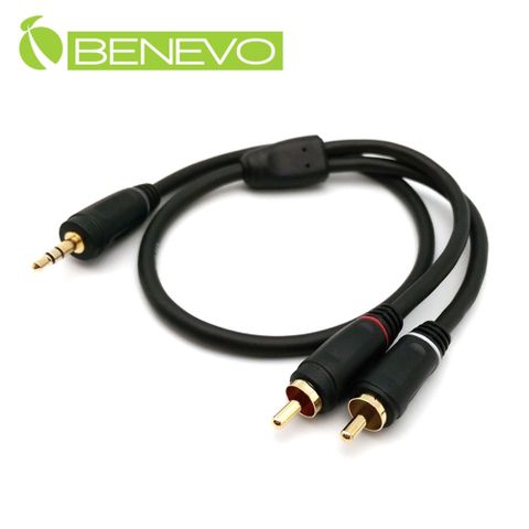 Benevo 加粗版 0.5米 3.5mm立體聲轉雙RCA/梅花接頭聲音連接線 (BAC0050MMB)