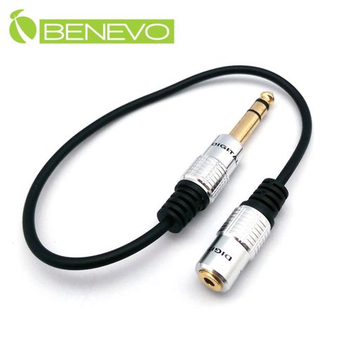 BENEVO高品質 30cm 6.3mm(公)轉3.5mm(母)音源轉接短線 (BAU00306M3F)