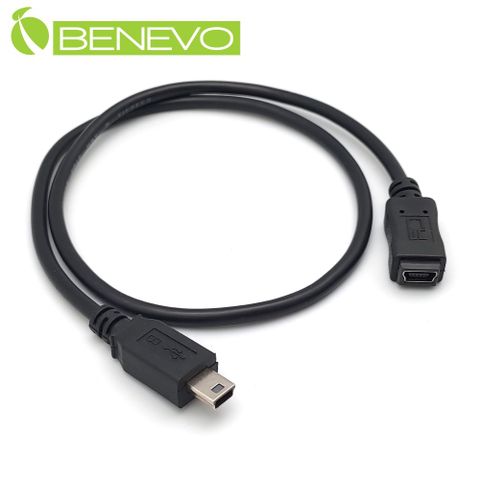 BENEVO 50cm USB2.0 MiniUSB(5pin) 公對母延長線 (BUSB0050MBMF)