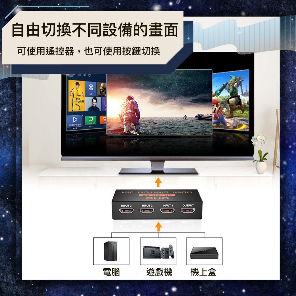 Bravo-u  支援HDMI 三進一出多設備/螢幕影音散熱合金切換器 C312X3T11PH