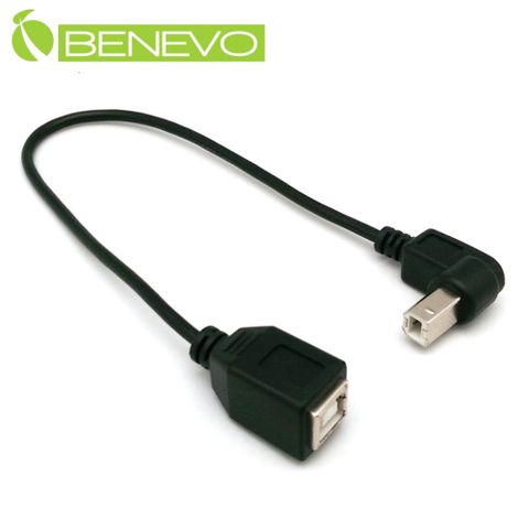 Benevo 上彎型 20cm USB2.0 B公對B母訊號延長短線 (BUSB0020BMFU)