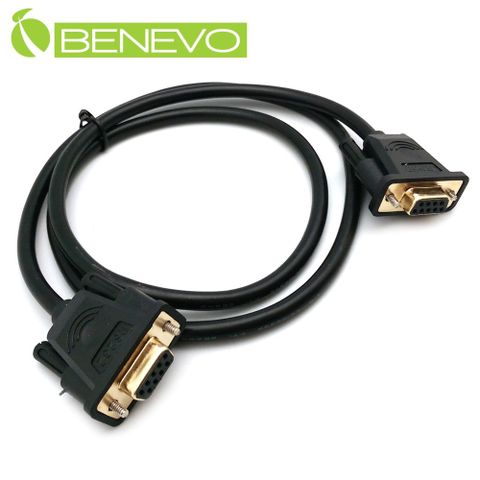 BENEVO專業直通型 1米 母對母鍍金接頭RS232串列埠訊號連 接線，具金屬編織遮蔽 (BRS0100FFG)