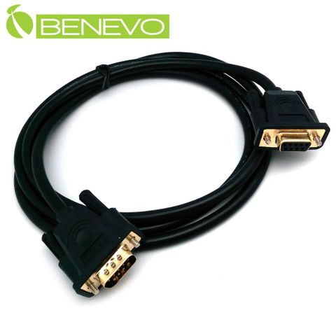 BENEVO專業直通型 1.5M 公對母鍍金接頭RS232串列埠訊號延長線 (BRS0150MFG)