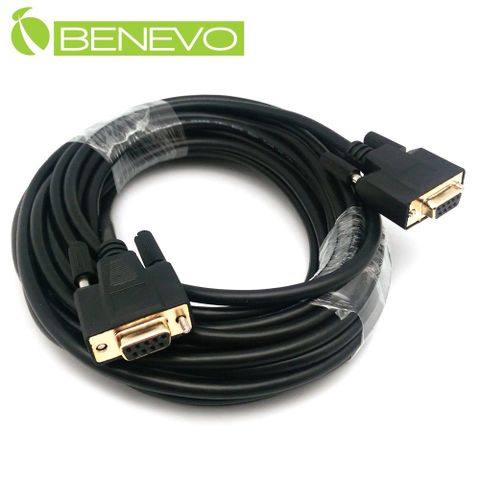 BENEVO專業直通型 10米 母對母鍍金接頭RS232串列埠訊號連 接線，具金屬編織遮蔽 (BRS1000FFG)