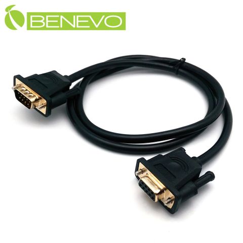 BENEVO專業直通型 1米 公對母鍍金接頭RS232串列埠訊號延長線 (BRS0100MFG)