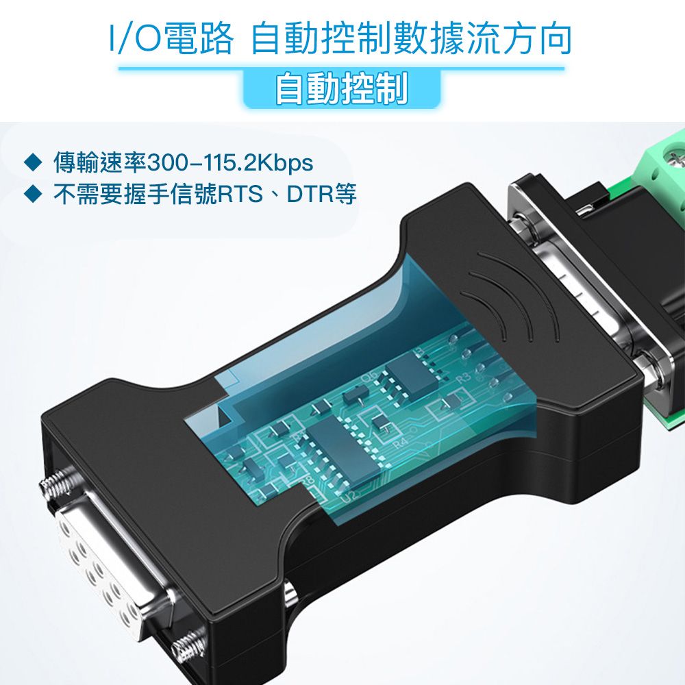 I/O電路 自動控制數據流方向自動控制傳輸速率300-115.2Kbps不需要握手信號RTS、DTR等