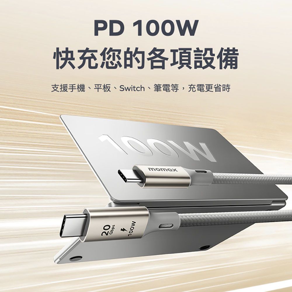 PD 100W快充您的各項設備支援手機、平板、Switch、筆電等,充電更省時20100W4100w