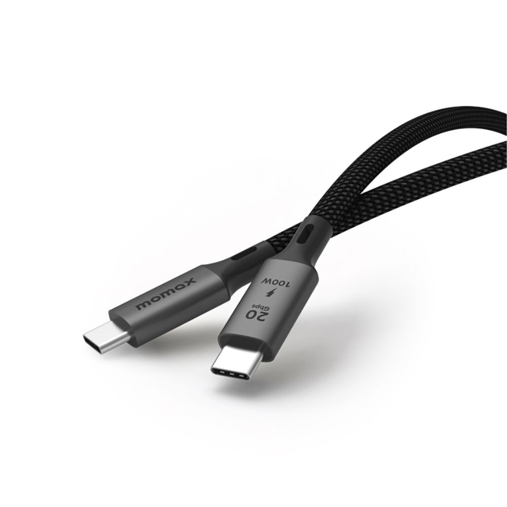 MOMAX 摩米士 Elite 100W PD USB-C USB3.2 20Gbps 編織充電傳輸線 (2m) - 黑色