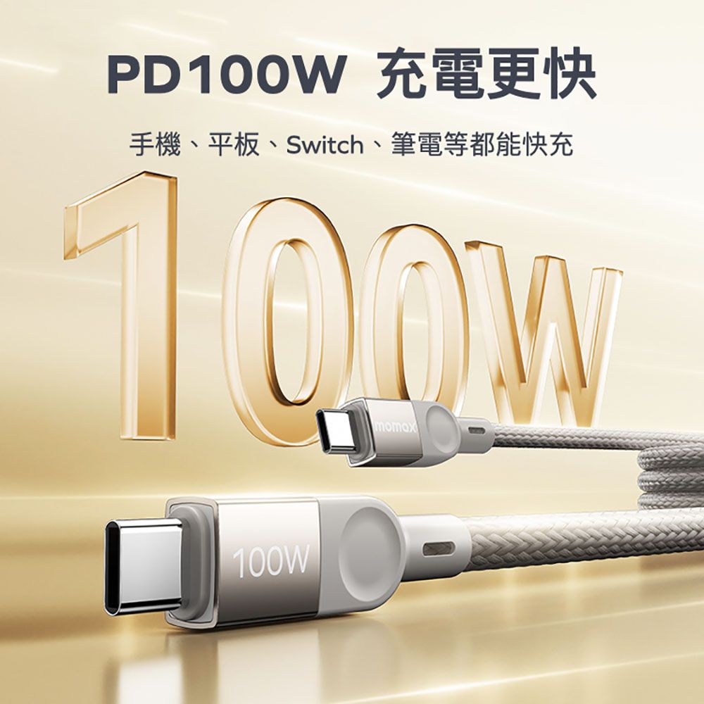 PD100W 充電更快手機、平板、Switch、筆電等都能快充momax100W