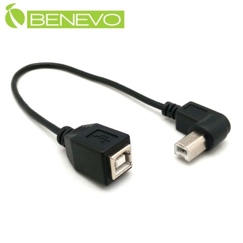 Benevo 右彎型 20cm USB2.0 B公對B母訊號延長短線 (BUSB0020BMFR)