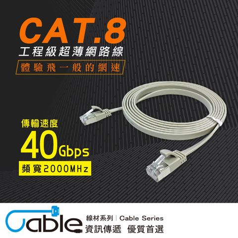 Cable 凱堡 CAT.8工程級超薄網路線100cm(FC8-001)