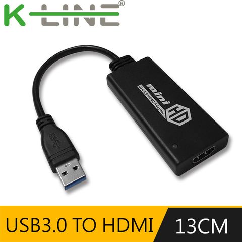 K-Line USB3.0超高速傳輸介面 USB3.0(公) to HDMI(母) 外接顯示卡(黑)