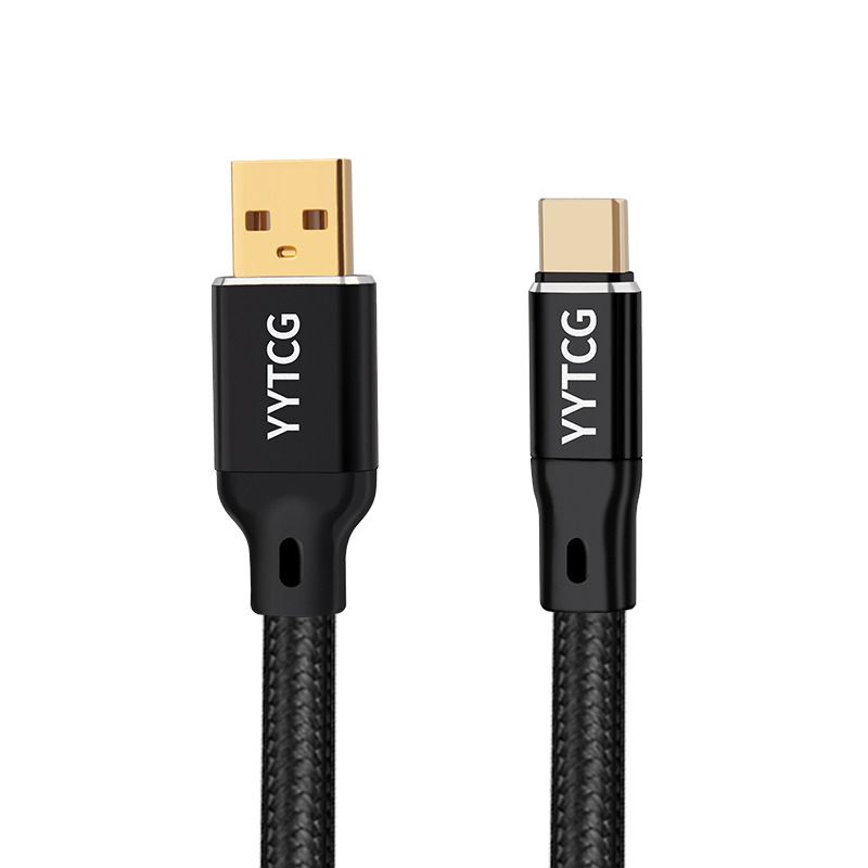  YYTCG 1.5M 發燒級 USB A轉C DAC聲音訊號連接線 單晶銅鍍銀 編織線(30-742-03)