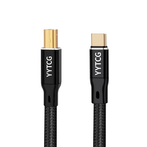 YYTCG 1M 發燒級 USB B轉C DAC聲音訊號連接線 單晶銅鍍銀 編織線(30-743-02)